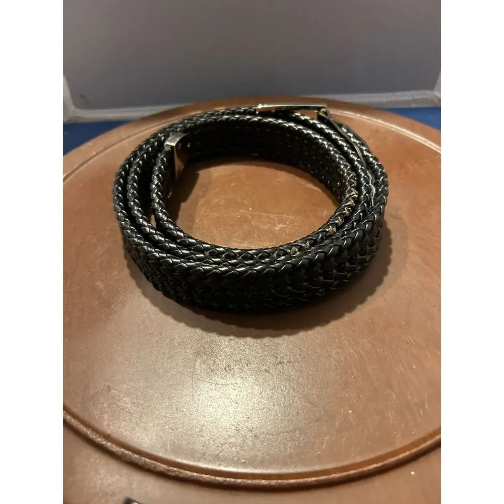 Vintage Genuine Leather Braided Brown Black Belt Size 38/95‎ Boho Western Hippie